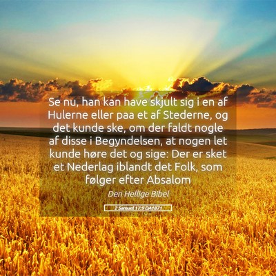 Picture 05 - 2 Samuel 17:9 DA1871 - Se nu, han kan have skjult sig i en af Hulerne - Bible Verse Picture