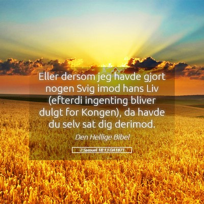 Picture 05 - 2 Samuel 18:13 DA1871 - Eller dersom jeg havde gjort nogen Svig imod hans - Bible Verse Picture