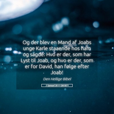 Picture 05 - 2 Samuel 20:11 DA1871 - Og der blev en Mand af Joabs unge Karle staaende - Bible Verse Picture