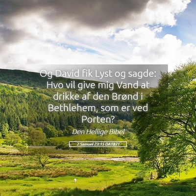 Picture 05 - 2 Samuel 23:15 DA1871 - Og David fik Lyst og sagde: Hvo vil give mig Vand - Bible Verse Picture