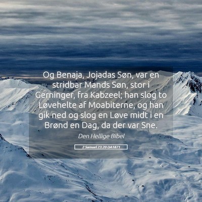 Picture 05 - 2 Samuel 23:20 DA1871 - Og Benaja, Jojadas Søn, var en stridbar Mands - Bible Verse Picture