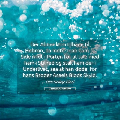Picture 05 - 2 Samuel 3:27 DA1871 - Der Abner kom tilbage til Hebron, da ledte Joab - Bible Verse Picture
