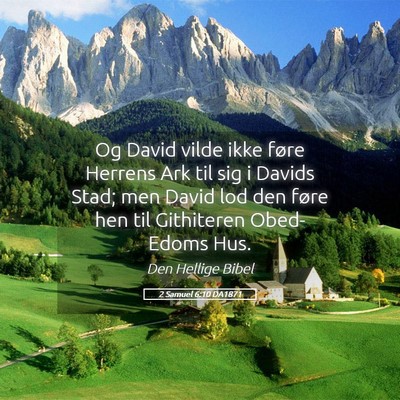 Picture 05 - 2 Samuel 6:10 DA1871 - Og David vilde ikke føre Herrens Ark til sig i - Bible Verse Picture