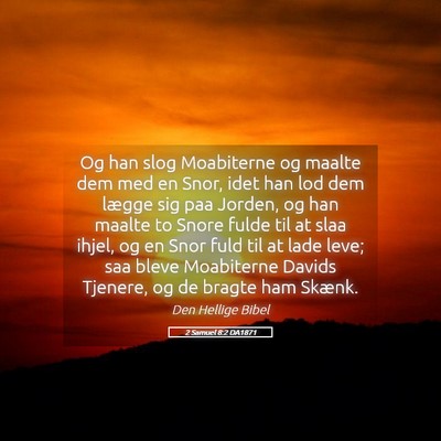 Picture 05 - 2 Samuel 8:2 DA1871 - Og han slog Moabiterne og maalte dem med en Snor, - Bible Verse Picture