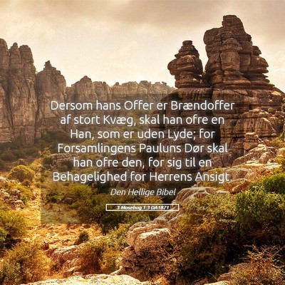 Picture 05 - 3 Mosebog 1:3 DA1871 - Dersom hans Offer er Brændoffer af stort Kvæg, - Bible Verse Picture