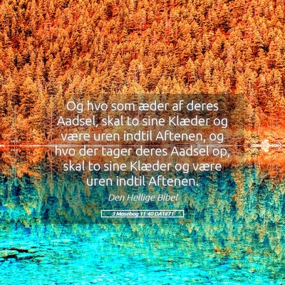 Picture 05 - 3 Mosebog 11:40 DA1871 - Og hvo som æder af deres Aadsel, skal to sine - Bible Verse Picture