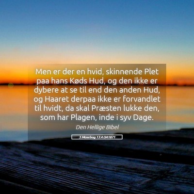 Picture 05 - 3 Mosebog 13:4 DA1871 - Men er der en hvid, skinnende Plet paa hans Køds - Bible Verse Picture