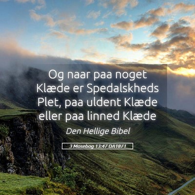 Picture 05 - 3 Mosebog 13:47 DA1871 - Og naar paa noget Klæde er Spedalskheds Plet, - Bible Verse Picture