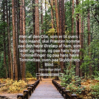 Picture 05 - 3 Mosebog 14:17 DA1871 - Men af den Olie, som er til overs i hans Haand, - Bible Verse Picture