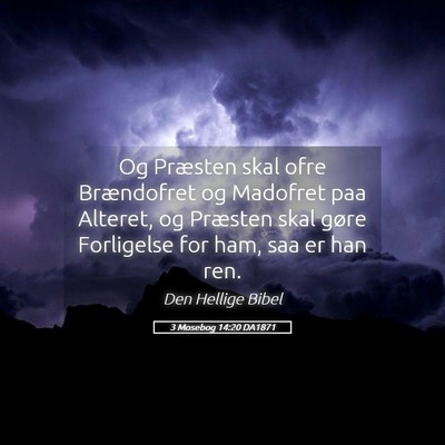Picture 05 - 3 Mosebog 14:20 DA1871 - Og Præsten skal ofre Brændofret og Madofret paa - Bible Verse Picture