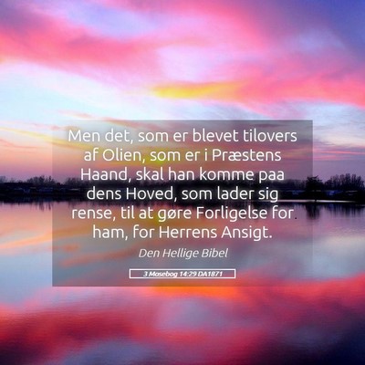 Picture 05 - 3 Mosebog 14:29 DA1871 - Men det, som er blevet tilovers af Olien, som er - Bible Verse Picture