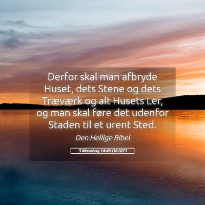 Picture 05 - 3 Mosebog 14:45 DA1871 - Derfor skal man afbryde Huset, dets Stene og dets - Bible Verse Picture
