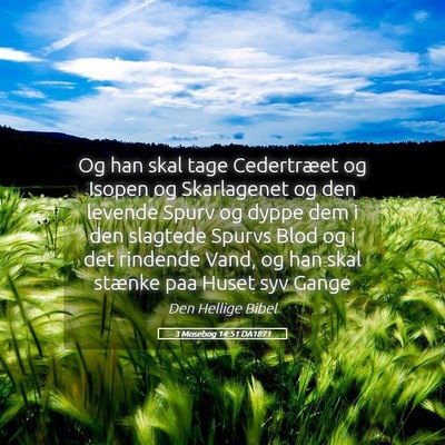 Picture 05 - 3 Mosebog 14:51 DA1871 - Og han skal tage Cedertræet og Isopen og - Bible Verse Picture