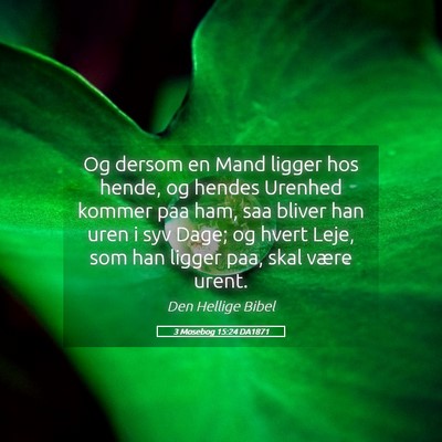 Picture 05 - 3 Mosebog 15:24 DA1871 - Og dersom en Mand ligger hos hende, og hendes - Bible Verse Picture