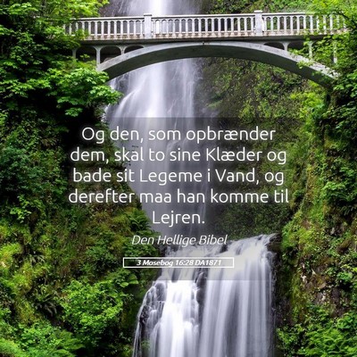 Picture 05 - 3 Mosebog 16:28 DA1871 - Og den, som opbrænder dem, skal to sine Klæder - Bible Verse Picture