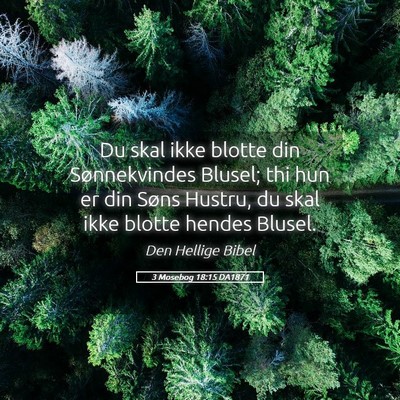 Picture 05 - 3 Mosebog 18:15 DA1871 - Du skal ikke blotte din Sønnekvindes Blusel; thi - Bible Verse Picture