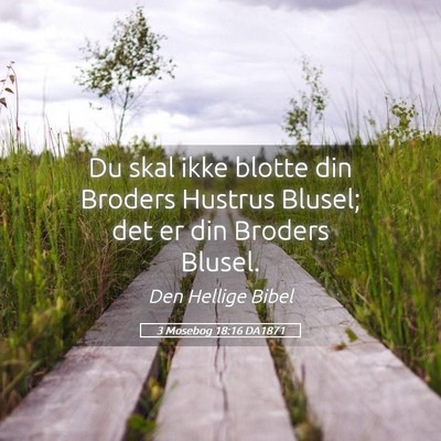 Picture 05 - 3 Mosebog 18:16 DA1871 - Du skal ikke blotte din Broders Hustrus Blusel; - Bible Verse Picture