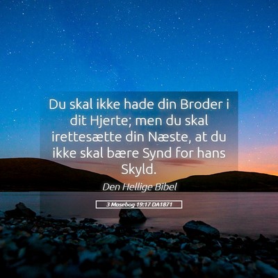 Picture 05 - 3 Mosebog 19:17 DA1871 - Du skal ikke hade din Broder i dit Hjerte; men du - Bible Verse Picture