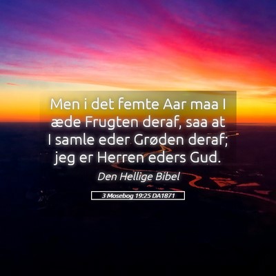 Picture 05 - 3 Mosebog 19:25 DA1871 - Men i det femte Aar maa I æde Frugten deraf, saa - Bible Verse Picture