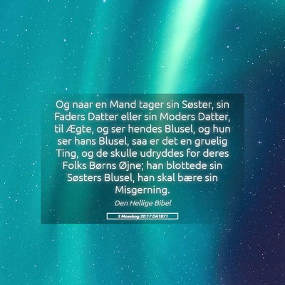 Picture 05 - 3 Mosebog 20:17 DA1871 - Og naar en Mand tager sin Søster, sin Faders - Bible Verse Picture
