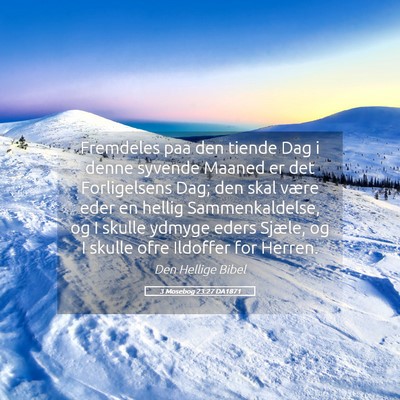 Picture 05 - 3 Mosebog 23:27 DA1871 - Fremdeles paa den tiende Dag i denne syvende - Bible Verse Picture