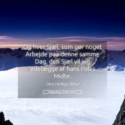 Picture 05 - 3 Mosebog 23:30 DA1871 - Og hver Sjæl, som gør noget Arbejde paa denne - Bible Verse Picture