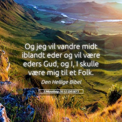 Picture 05 - 3 Mosebog 26:12 DA1871 - Og jeg vil vandre midt iblandt eder og vil være - Bible Verse Picture