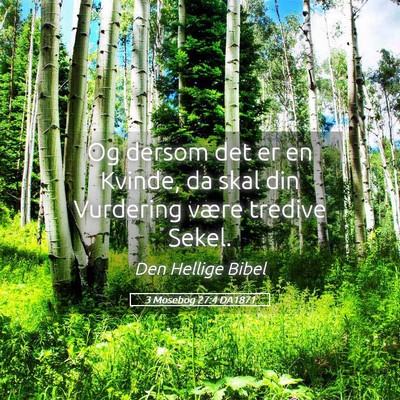 Picture 05 - 3 Mosebog 27:4 DA1871 - Og dersom det er en Kvinde, da skal din Vurdering - Bible Verse Picture
