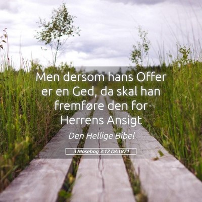 Picture 05 - 3 Mosebog 3:12 DA1871 - Men dersom hans Offer er en Ged, da skal han - Bible Verse Picture