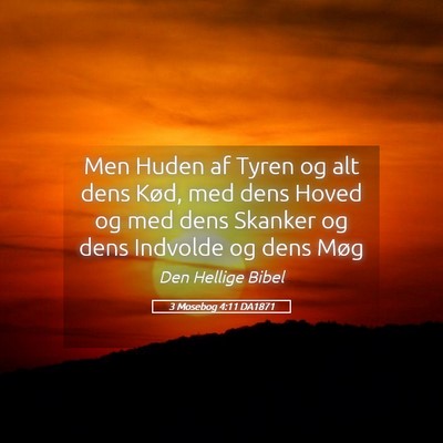 Picture 05 - 3 Mosebog 4:11 DA1871 - Men Huden af Tyren og alt dens Kød, med dens - Bible Verse Picture