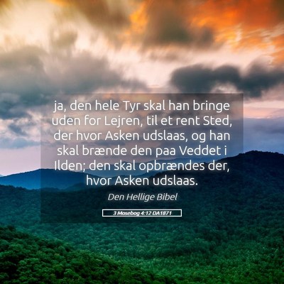 Picture 05 - 3 Mosebog 4:12 DA1871 - ja, den hele Tyr skal han bringe uden for Lejren, - Bible Verse Picture