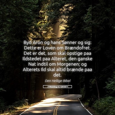 Picture 05 - 3 Mosebog 6:2 DA1871 - Byd Aron og hans Sønner og sig: Dette er Loven - Bible Verse Picture