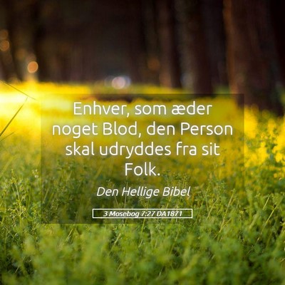 Picture 05 - 3 Mosebog 7:27 DA1871 - Enhver, som æder noget Blod, den Person skal - Bible Verse Picture
