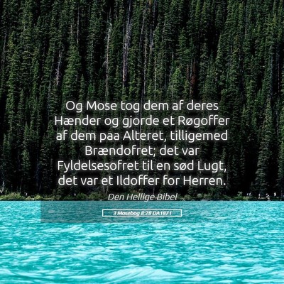 Picture 05 - 3 Mosebog 8:28 DA1871 - Og Mose tog dem af deres Hænder og gjorde et - Bible Verse Picture