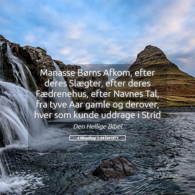 Picture 05 - 4 Mosebog 1:34 DA1871 - Manasse Børns Afkom, efter deres Slægter, efter - Bible Verse Picture