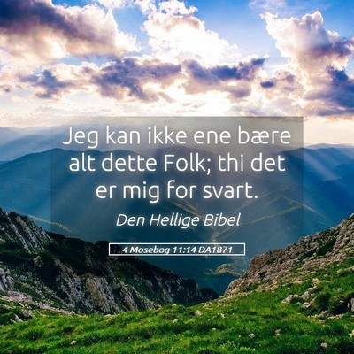 Picture 05 - 4 Mosebog 11:14 DA1871 - Jeg kan ikke ene bære alt dette Folk; thi det er - Bible Verse Picture