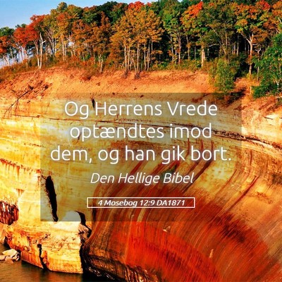 Picture 05 - 4 Mosebog 12:9 DA1871 - Og Herrens Vrede optændtes imod dem, og han gik - Bible Verse Picture