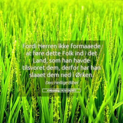 Picture 05 - 4 Mosebog 14:16 DA1871 - Fordi Herren ikke formaaede at føre dette Folk - Bible Verse Picture