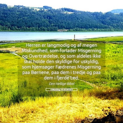 Picture 05 - 4 Mosebog 14:18 DA1871 - Herren er langmodig og af megen Miskundhed, som - Bible Verse Picture