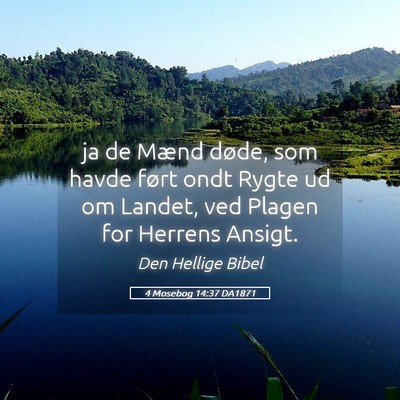 Picture 05 - 4 Mosebog 14:37 DA1871 - ja de Mænd døde, som havde ført ondt Rygte ud - Bible Verse Picture