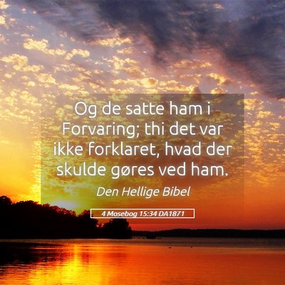 Picture 05 - 4 Mosebog 15:34 DA1871 - Og de satte ham i Forvaring; thi det var ikke - Bible Verse Picture