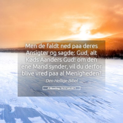 Picture 05 - 4 Mosebog 16:22 DA1871 - Men de faldt ned paa deres Ansigter og sagde: - Bible Verse Picture