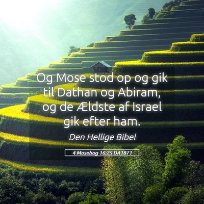 Picture 05 - 4 Mosebog 16:25 DA1871 - Og Mose stod op og gik til Dathan og Abiram, og - Bible Verse Picture