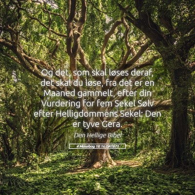 Picture 05 - 4 Mosebog 18:16 DA1871 - Og det, som skal løses deraf, det skal du løse, - Bible Verse Picture