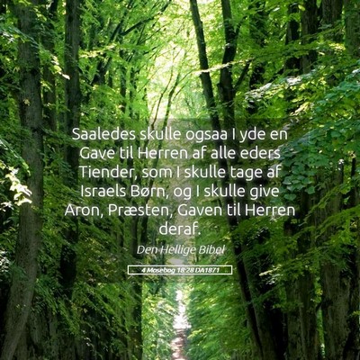Picture 05 - 4 Mosebog 18:28 DA1871 - Saaledes skulle ogsaa I yde en Gave til Herren af - Bible Verse Picture