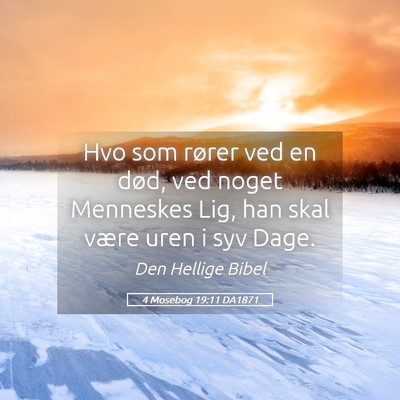 Picture 05 - 4 Mosebog 19:11 DA1871 - Hvo som rører ved en død, ved noget Menneskes - Bible Verse Picture