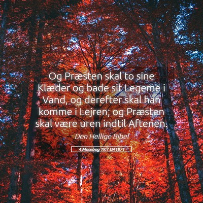Picture 05 - 4 Mosebog 19:7 DA1871 - Og Præsten skal to sine Klæder og bade sit - Bible Verse Picture