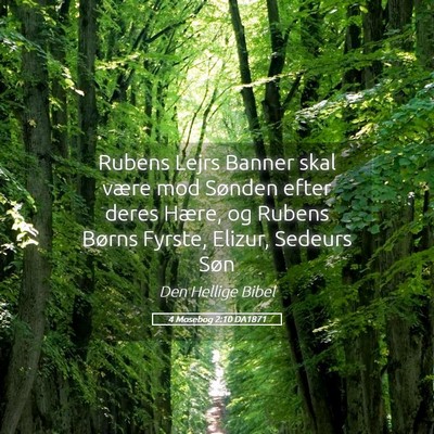 Picture 05 - 4 Mosebog 2:10 DA1871 - Rubens Lejrs Banner skal være mod Sønden efter - Bible Verse Picture