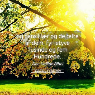 Picture 05 - 4 Mosebog 2:19 DA1871 - og hans Hær og de talte af dem, fyrretyve - Bible Verse Picture