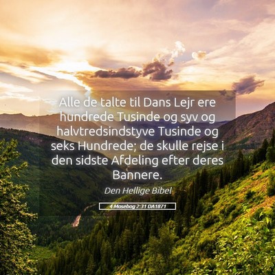 Picture 05 - 4 Mosebog 2:31 DA1871 - Alle de talte til Dans Lejr ere hundrede Tusinde - Bible Verse Picture